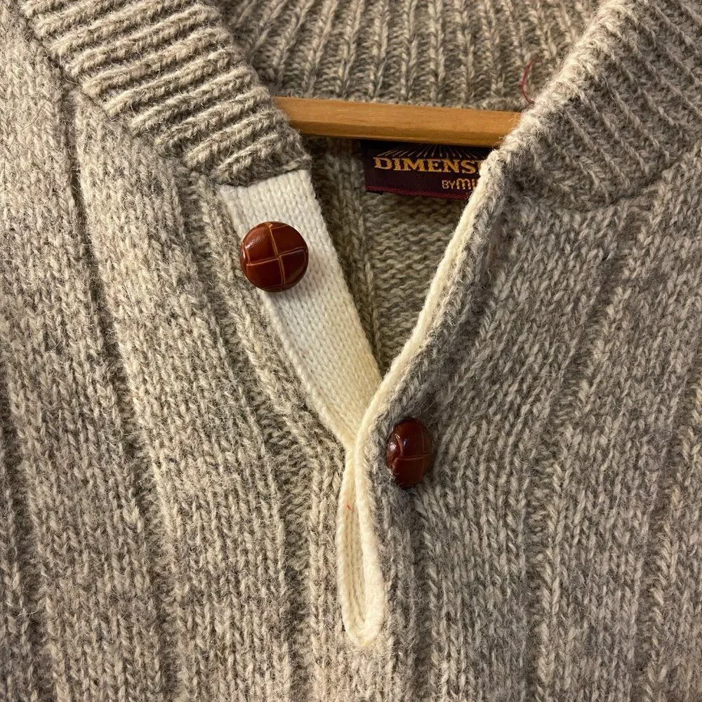 Vintage Dimension Mens Milford Half Button Wool Blend Sweater XL - Picture 4 of 9